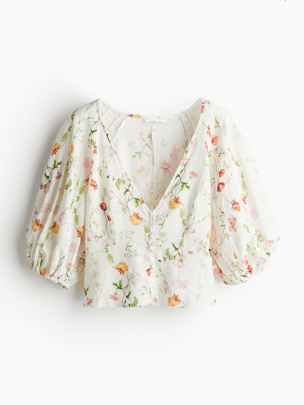 H&M Linen Blend Floral Blouse